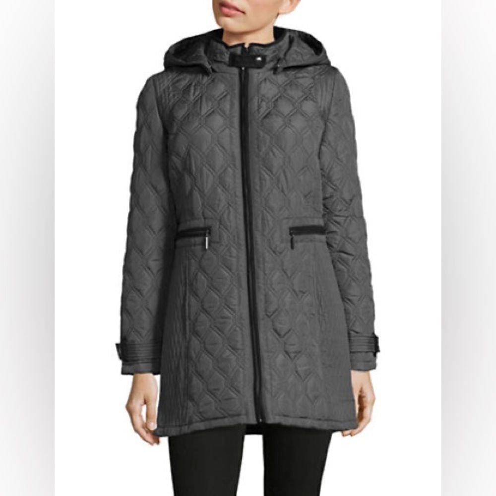 Weatherproof Quilted Stand Collar Coat-Smoke grey-Small